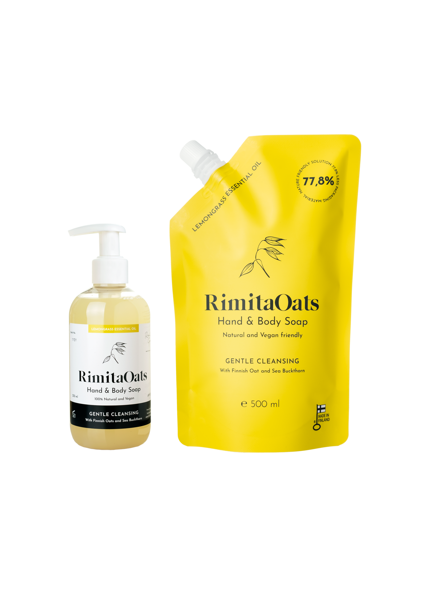 Rimita Oats Käsi- ja Vartalosaippua Sitruunaruoho-Rimita Green-Hyvinvoinnin Tavaratalo