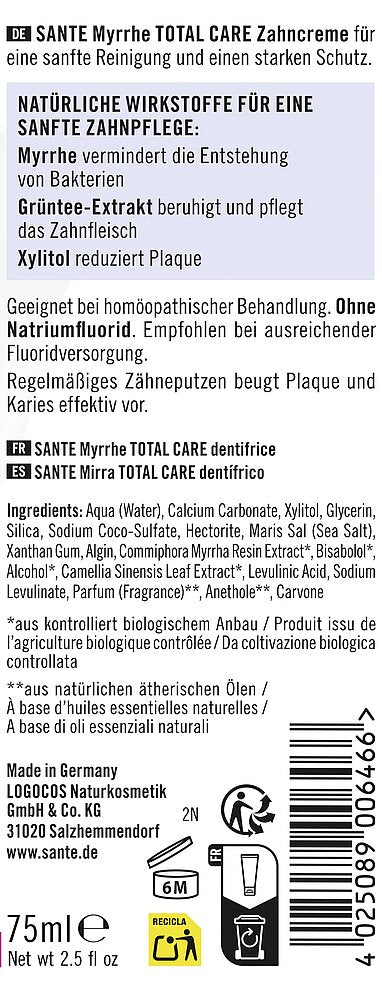 Sante Total Care Fluoriton Hammastahna Mirha