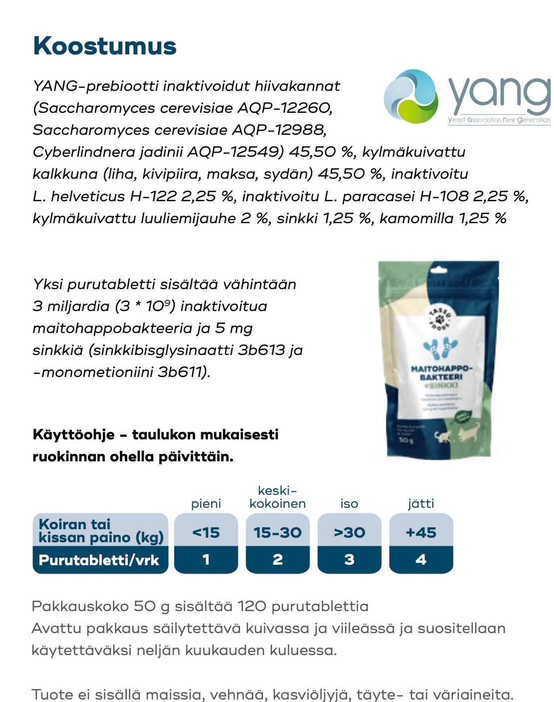 Tassu Foods Maitohappobakteeri + Sinkki-Tassu Foods-Hyvinvoinnin Tavaratalo