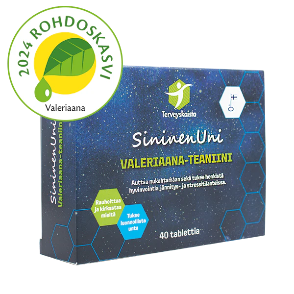 Terveyskaista SininenUni Valeriaana-Teaniini-Terveyskaista-Hyvinvoinnin Tavaratalo