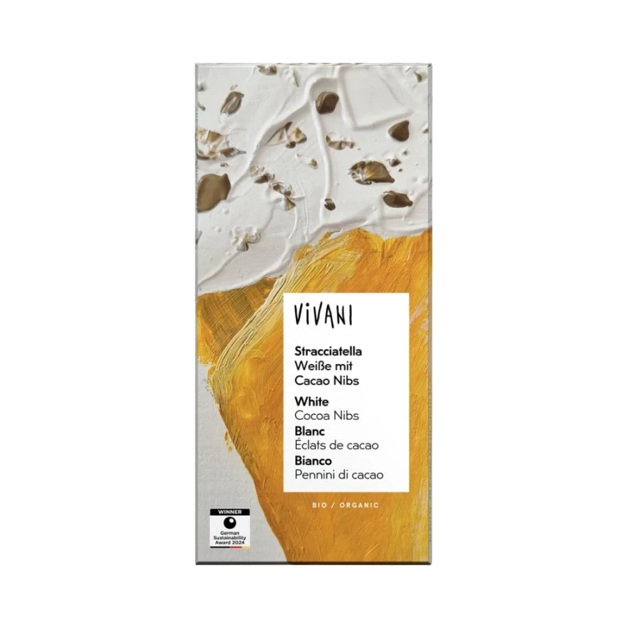 Vivani Luomu Stracciatella valkosuklaa 80 g – luomusuklaa kaakaonibseillä