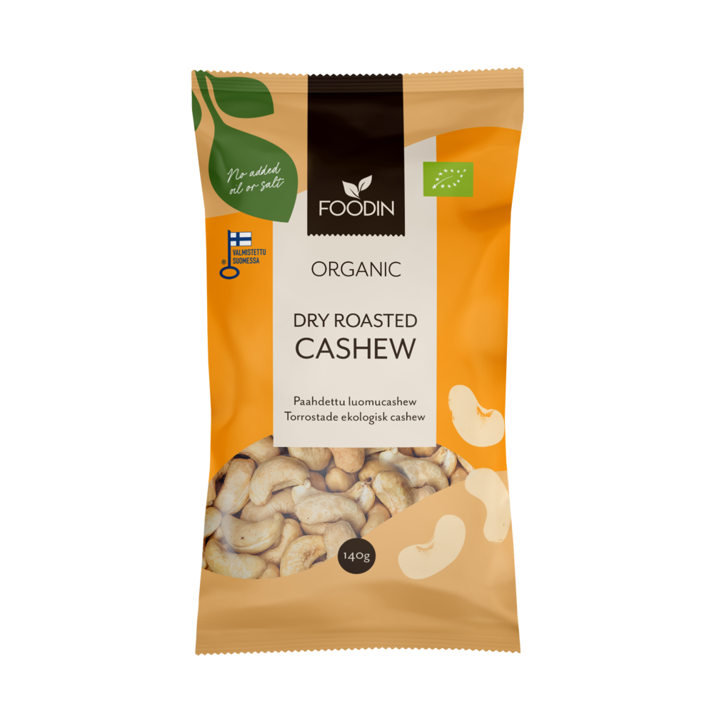 Foodin Luomu Paahdettu Cashew-Foodin-Hyvinvoinnin Tavaratalo