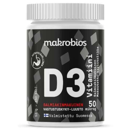 Makrobios D3-vitamiini 50 mikrog Salmiakki-Makrobios-Hyvinvoinnin Tavaratalo