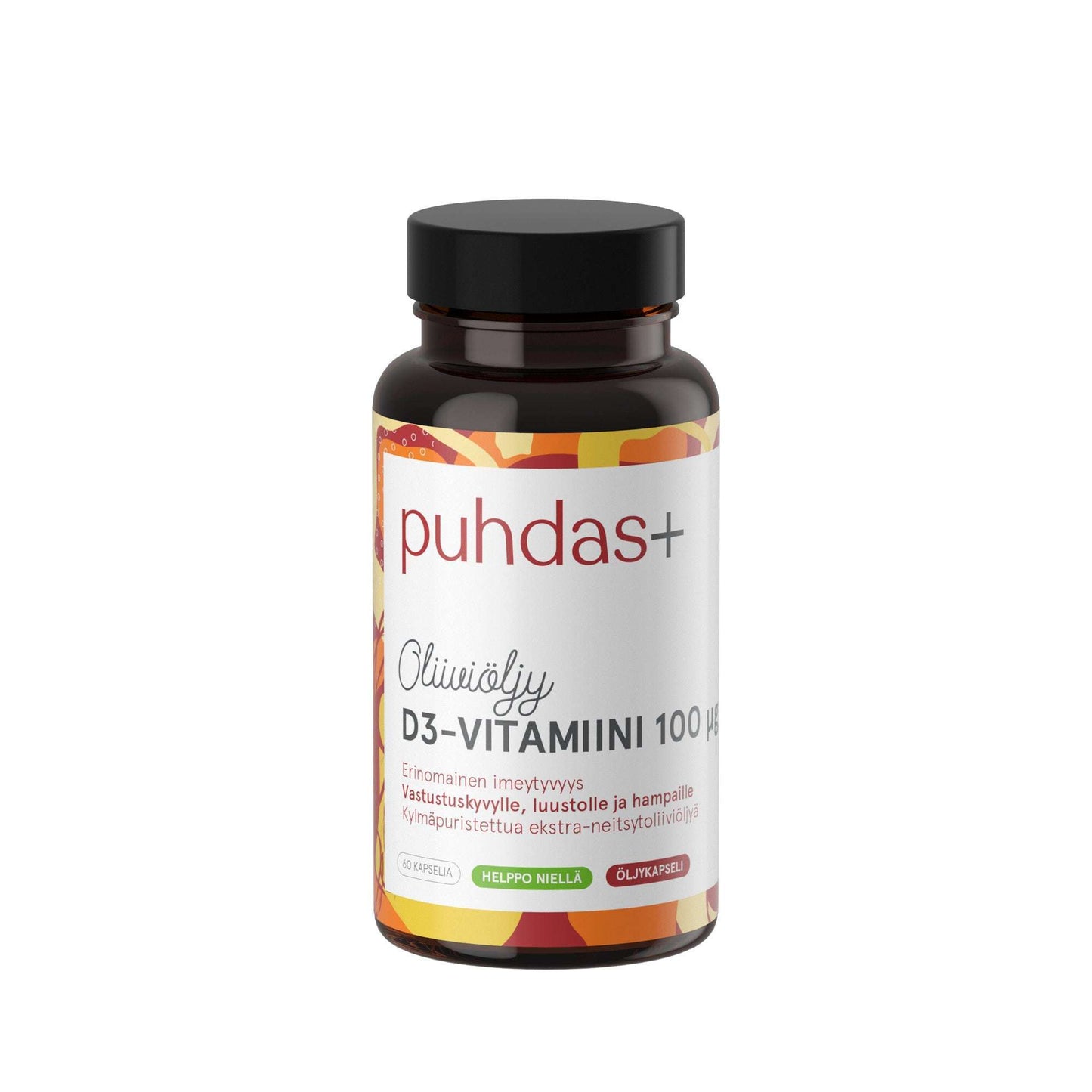 Puhdas+ Oliiviöljy D3-vitamiini 100 mikrog-Puhdas+-Hyvinvoinnin Tavaratalo